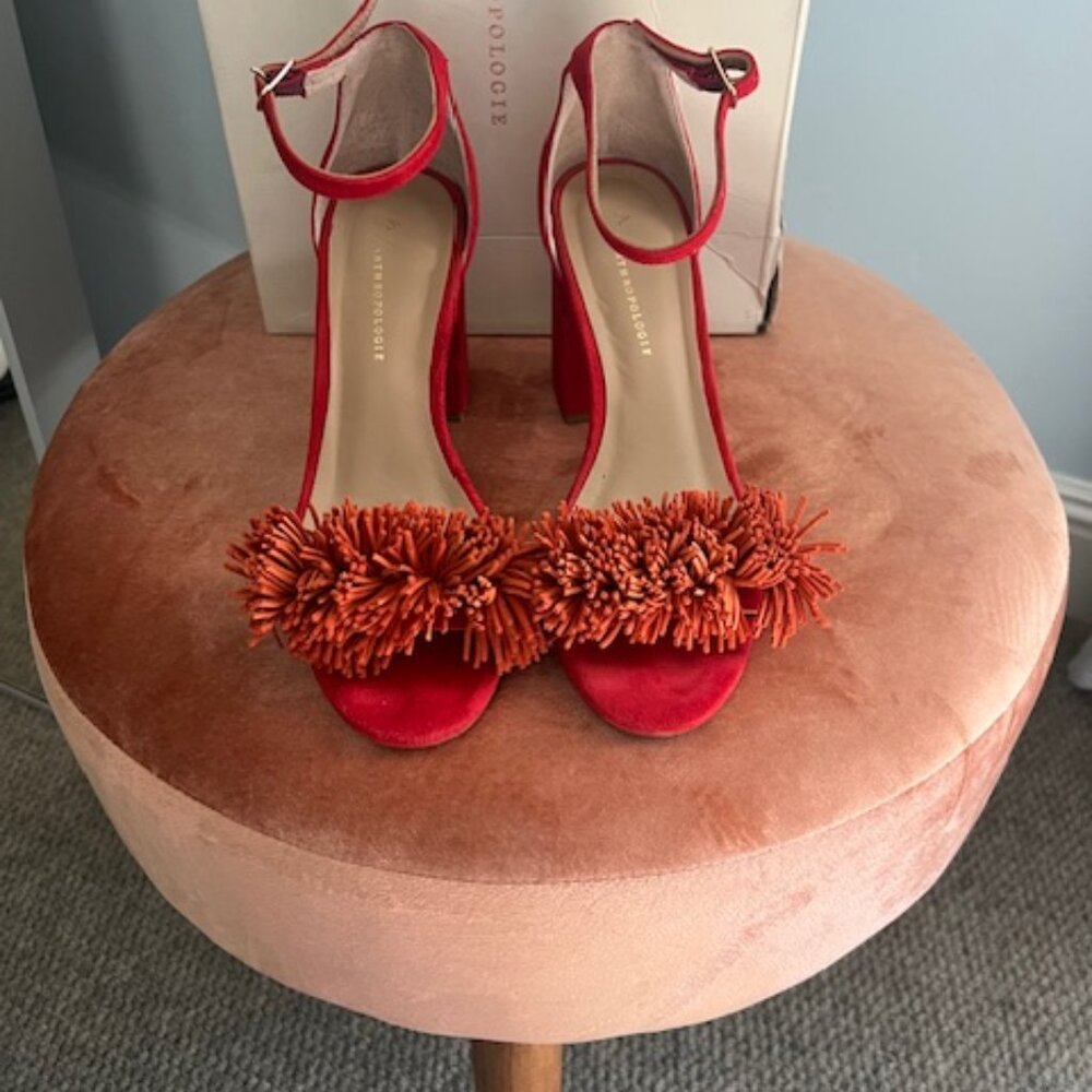 Red and Orange suede heels